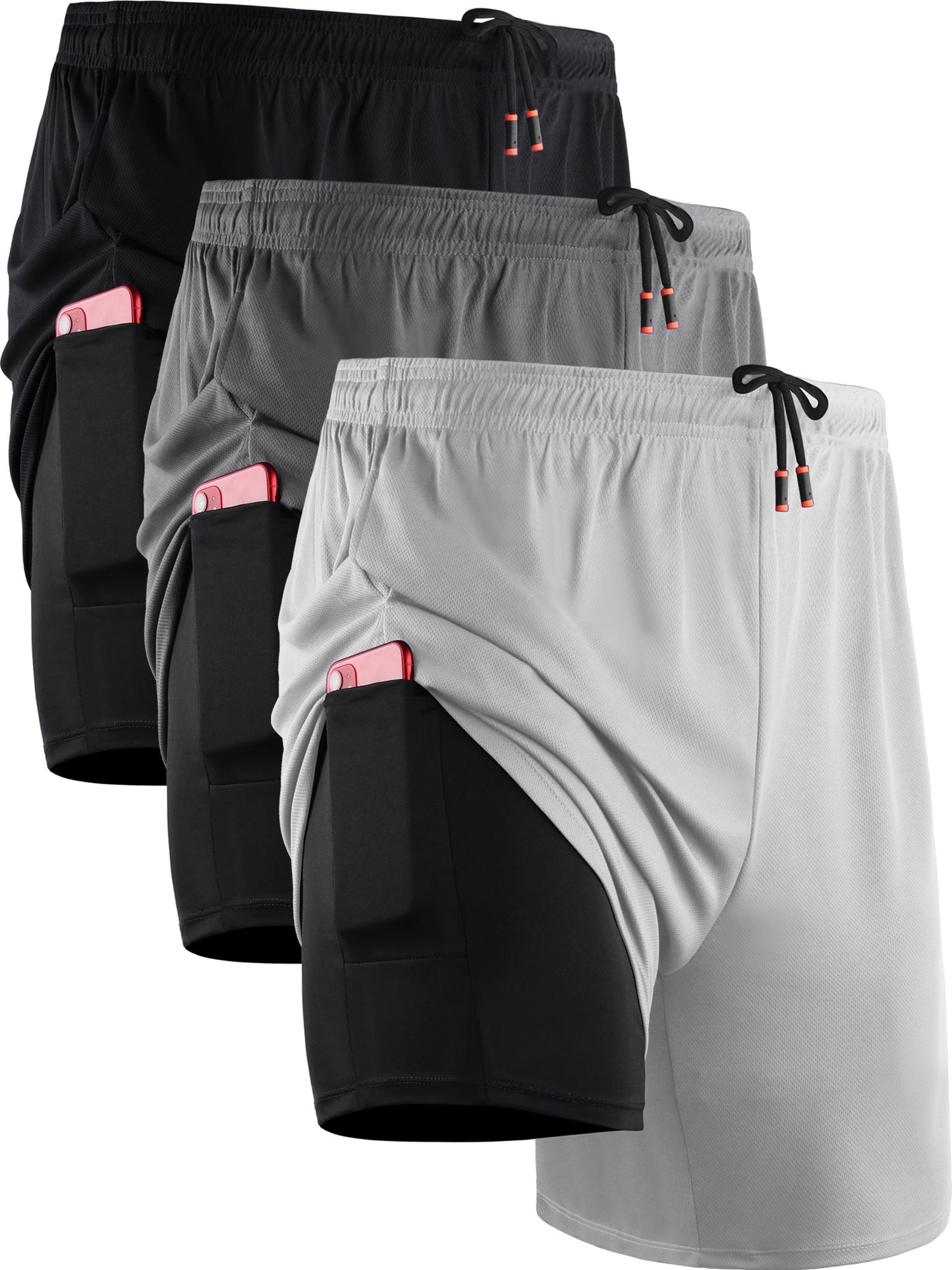 NELEUS Mens 2 in 1 Dry Fit Workout Shorts with Liner and Pockets