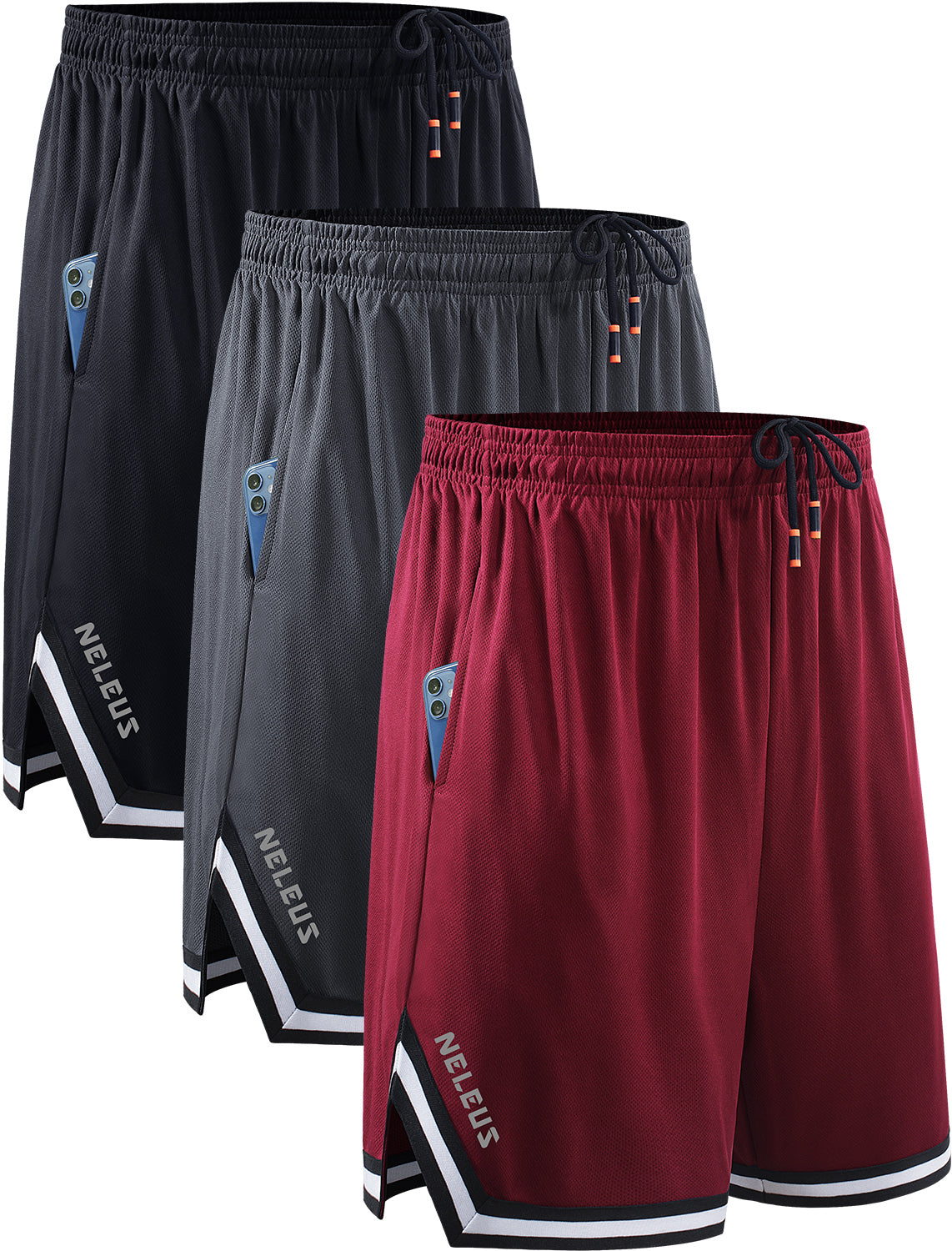 NELEUS Mens 6" Athletic Shorts Quick Dry Mesh Running Workout Shorts with Pockets