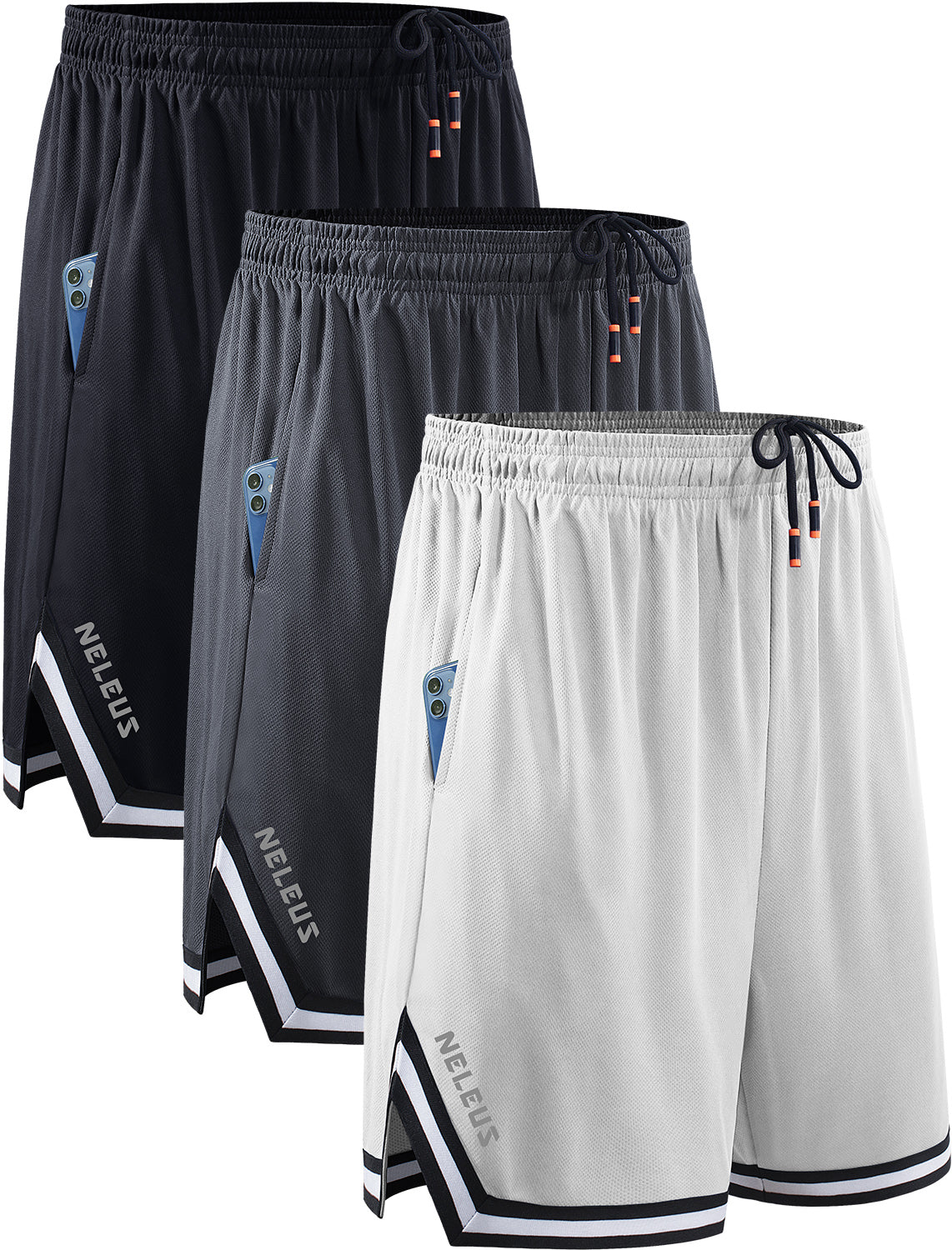 NELEUS Mens 6" Athletic Shorts Quick Dry Mesh Running Workout Shorts with Pockets