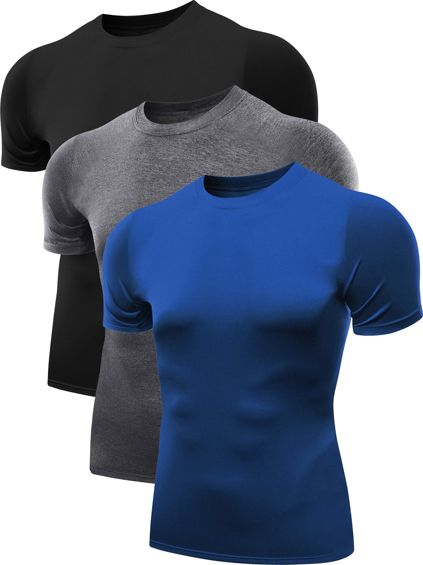 NELEUS Men's Athletic Compression Shirt Base Layer Tight Tops Short Sleeves 3 Pack