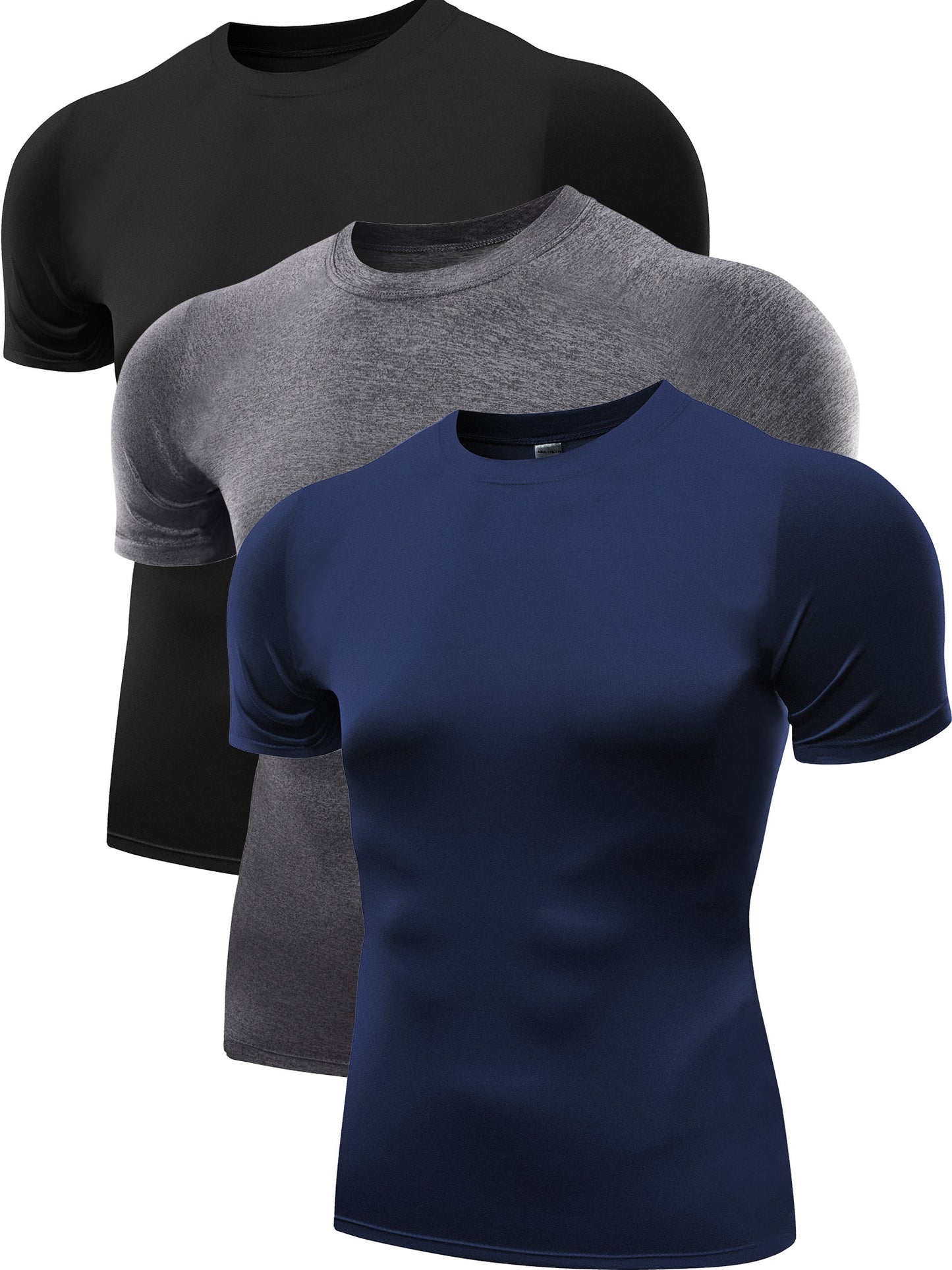 NELEUS Men's Athletic Compression Shirt Base Layer Tight Tops Short Sleeves 3 Pack