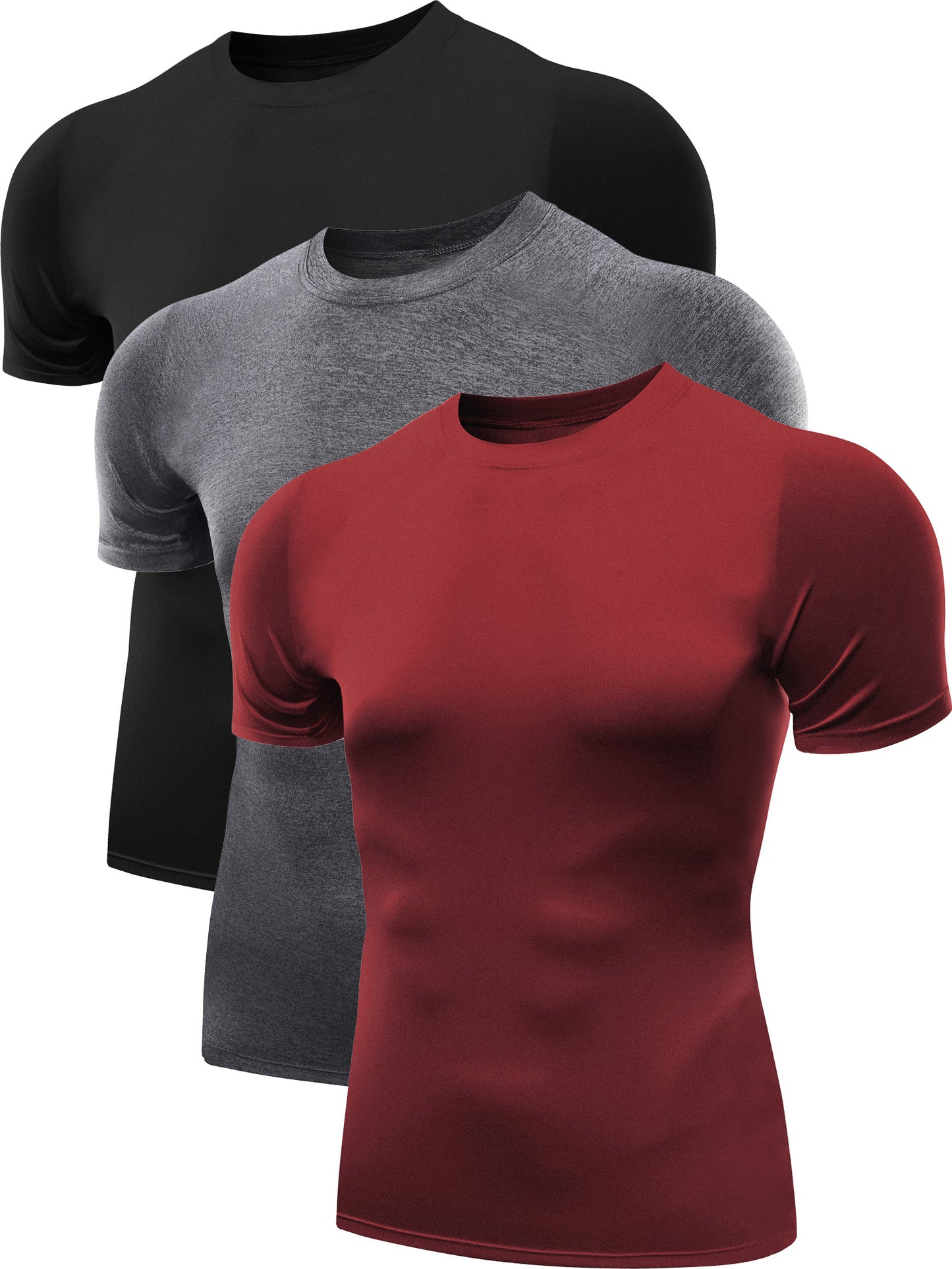 NELEUS Men's Athletic Compression Shirt Base Layer Tight Tops Short Sleeves 3 Pack