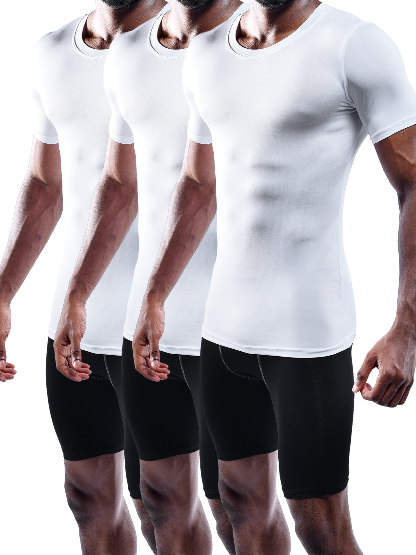 NELEUS Men's Athletic Compression Shirt Base Layer Tight Tops Short Sleeves 3 Pack