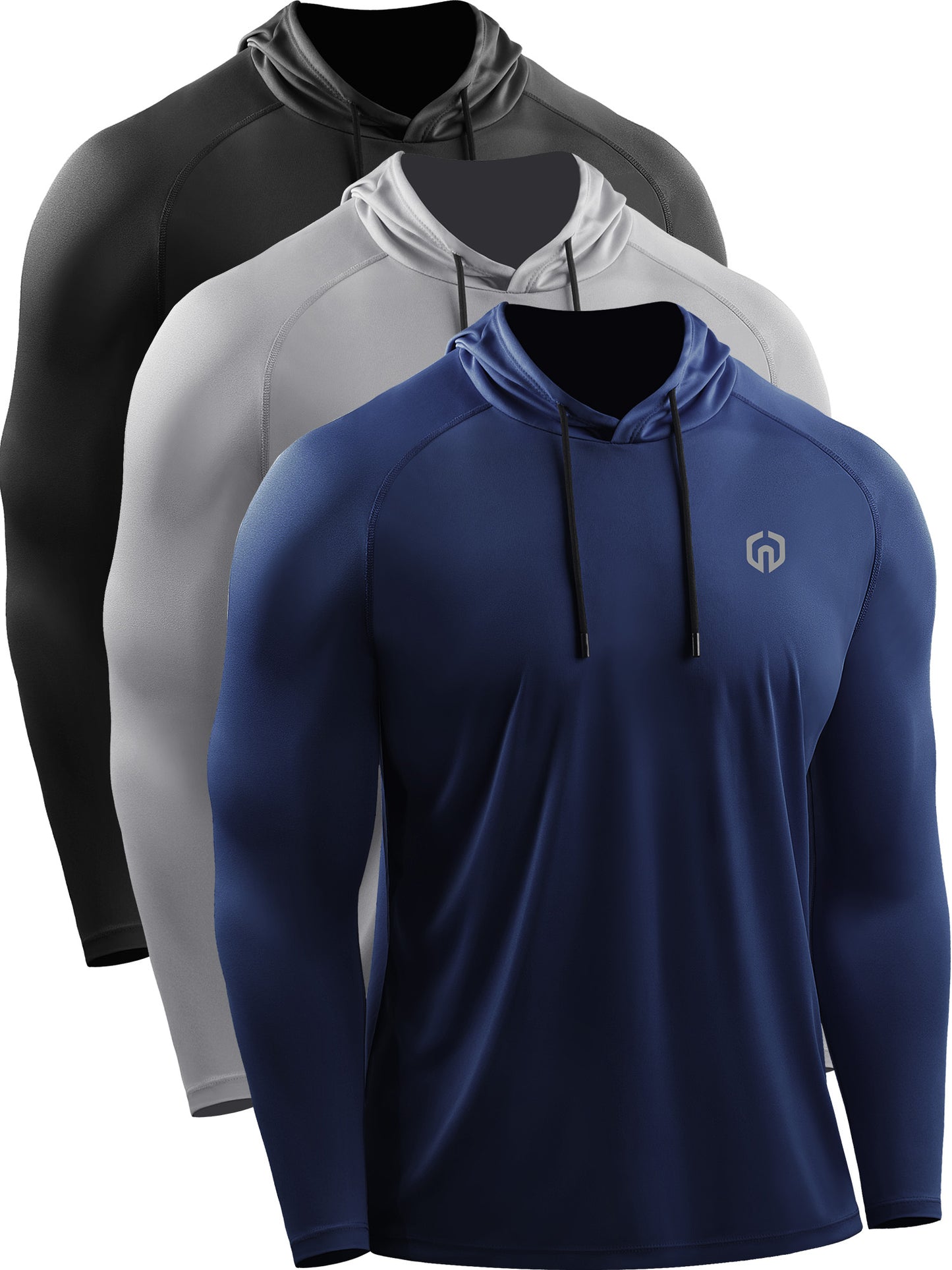 NELEUS Mens Workout Long Sleeve Shirts UPF 50+ Sun Protection Dry Fit Hoodies