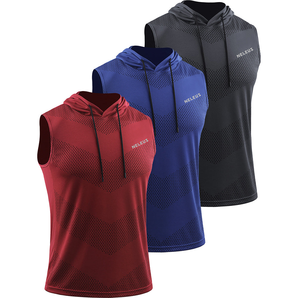 NELEUS Men's Workout Tank Tops Sleeveless Running Muscle Shirts with Hoodie 3 Pack