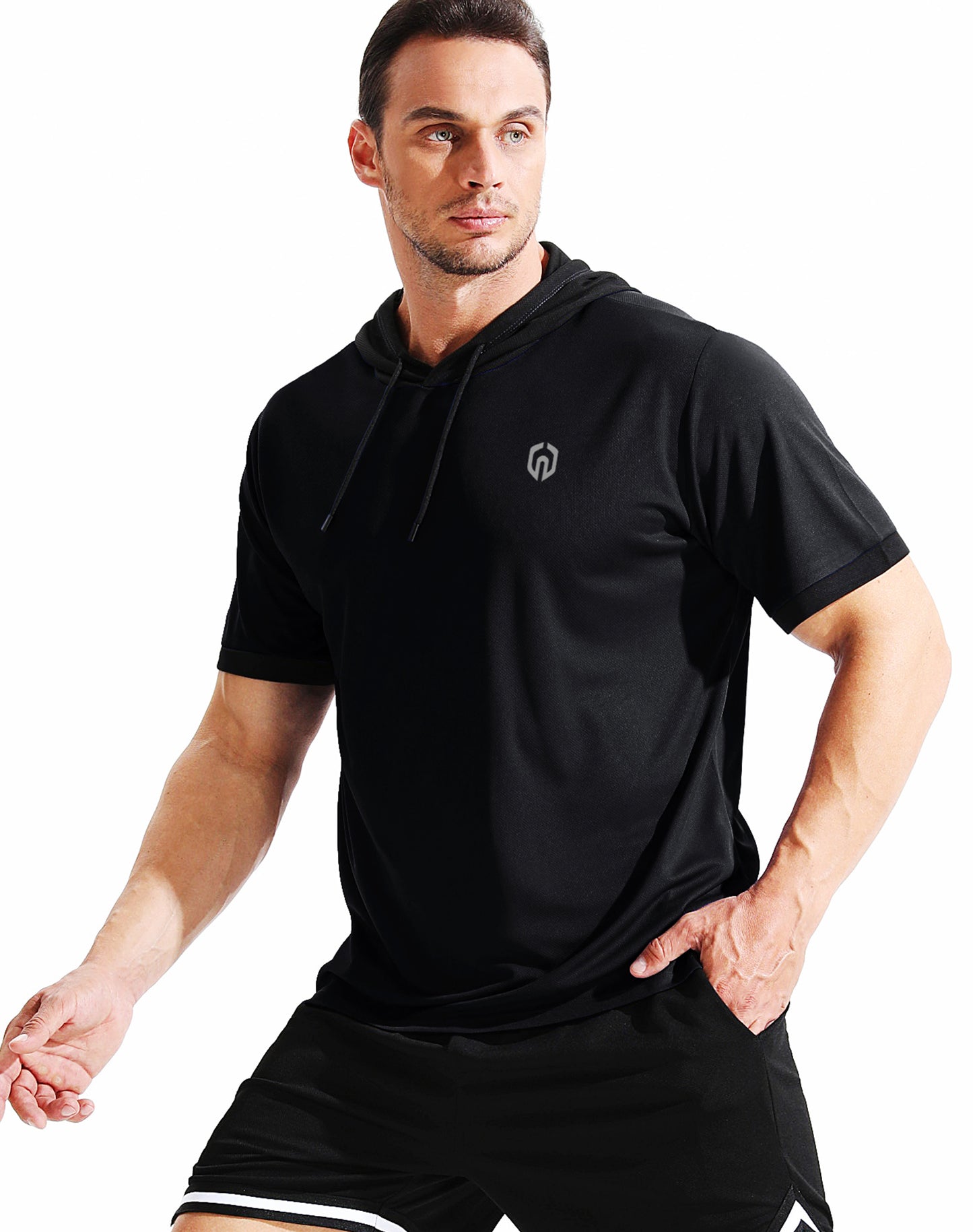 NELEUS Men's Running Shirt Workout Athletic Shirts with Hoodie Pack of 3