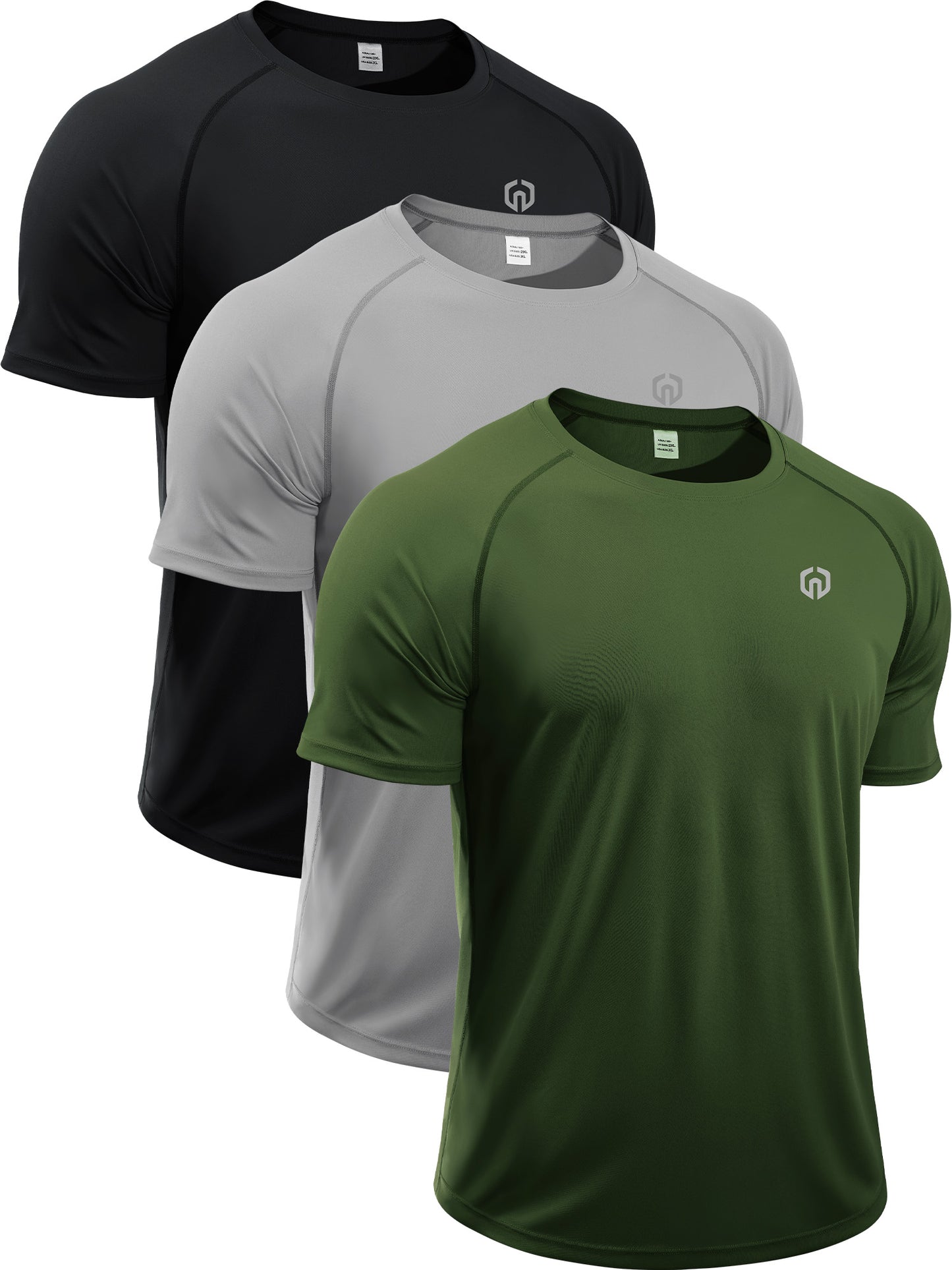 NELEUS Mens UPF 50+ Shirt SPF Sun Protection Quick Dry Short Sleeve Shirt 3 Pack