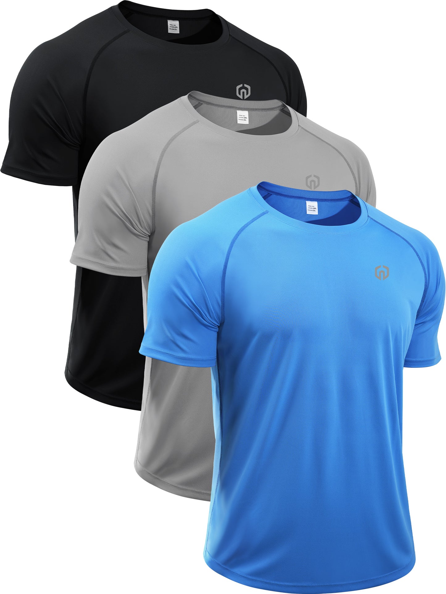 NELEUS Mens UPF 50+ Shirt SPF Sun Protection Quick Dry Short Sleeve Shirt 3 Pack