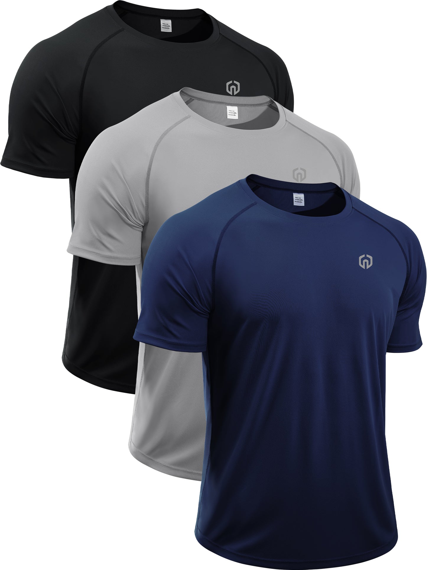 NELEUS Mens UPF 50+ Shirt SPF Sun Protection Quick Dry Short Sleeve Shirt 3 Pack