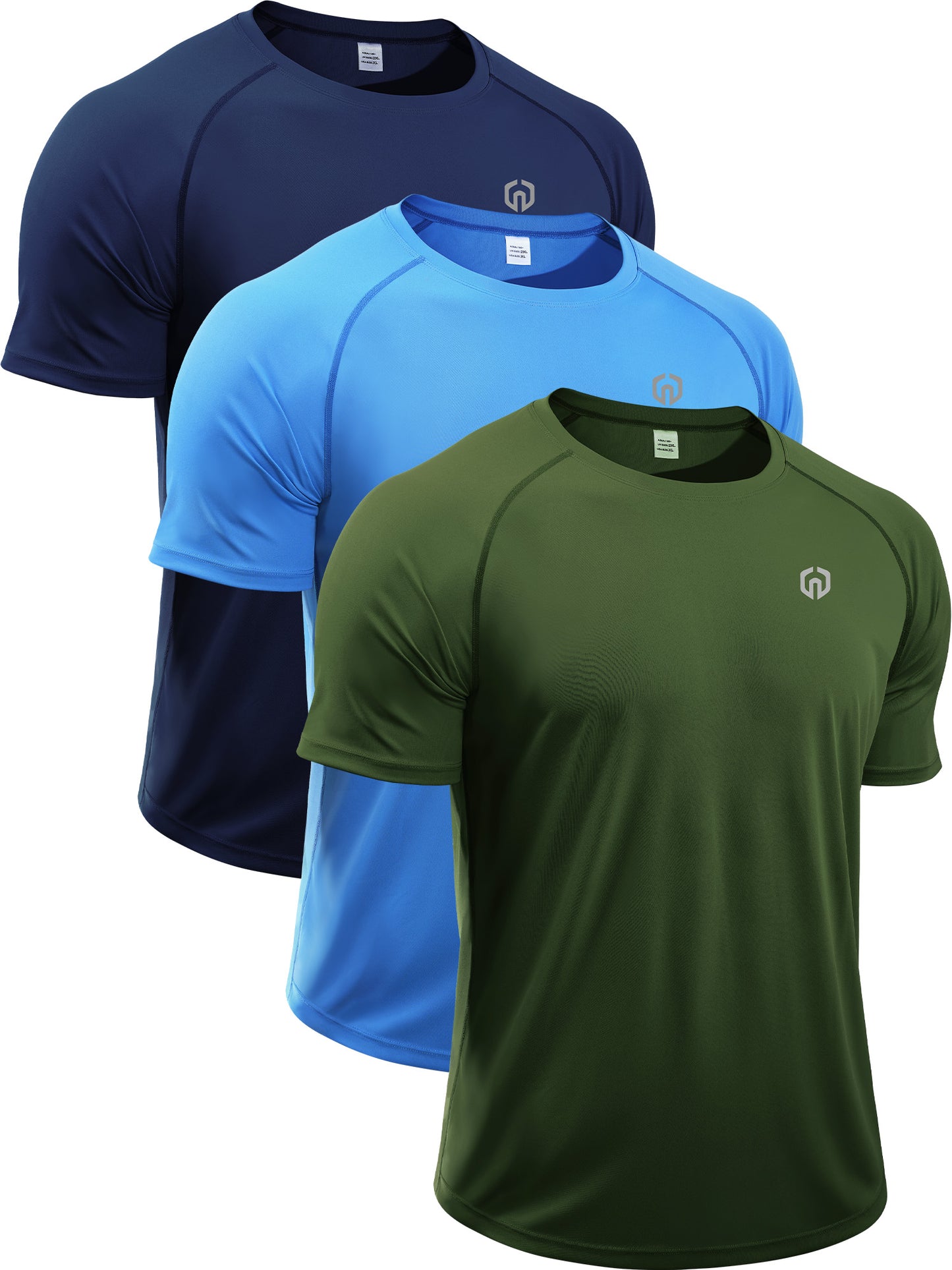 NELEUS Mens UPF 50+ Shirt SPF Sun Protection Quick Dry Short Sleeve Shirt 3 Pack