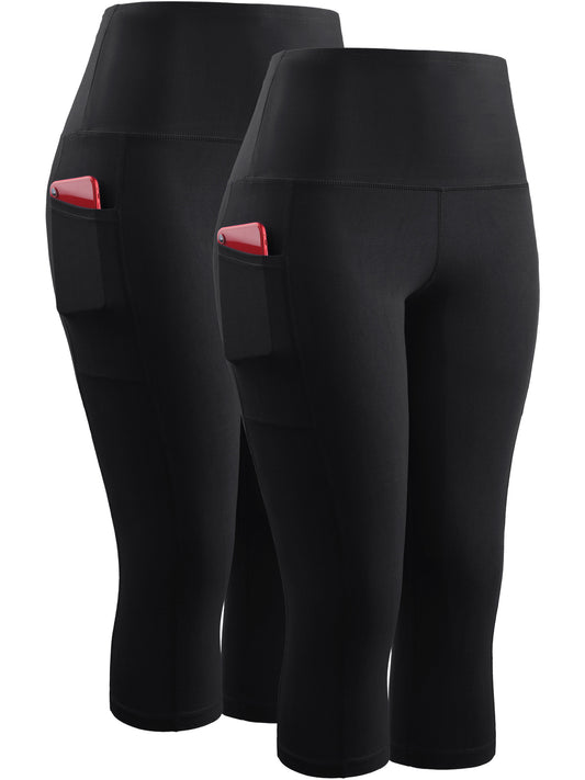 NELEUS Womens High Waist Yoga Capris Tummy Control Workout Stretch Capri Leggings with Pockets