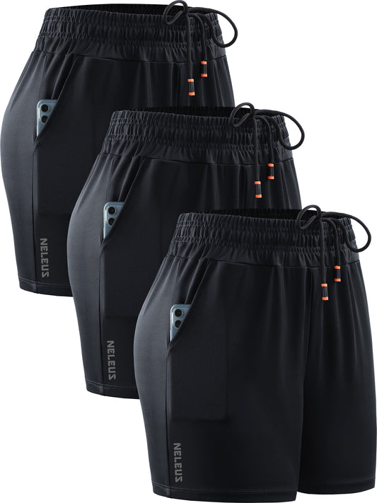NELEUS Womens Elastic Waist Athletic Running Shorts for Workout Casual with Pockets