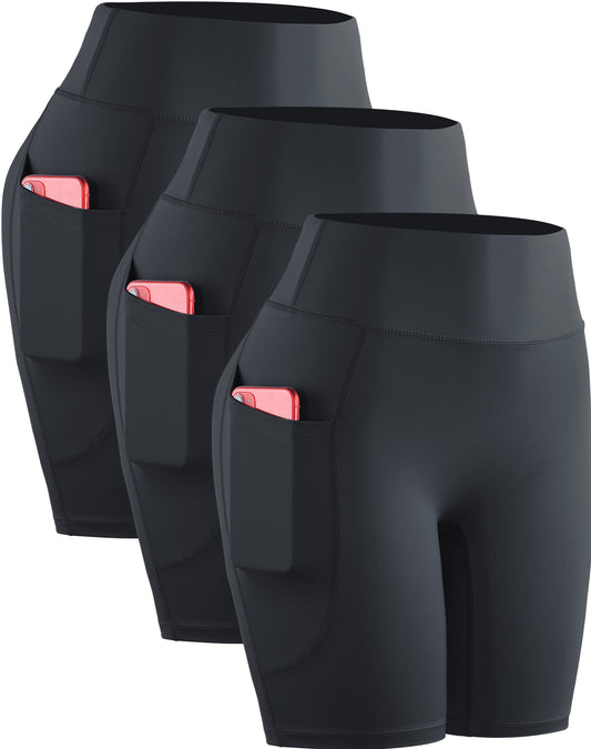 NELEUS Womens High Waist Yoga Shorts for Workout Compression with Pockets,3 packs