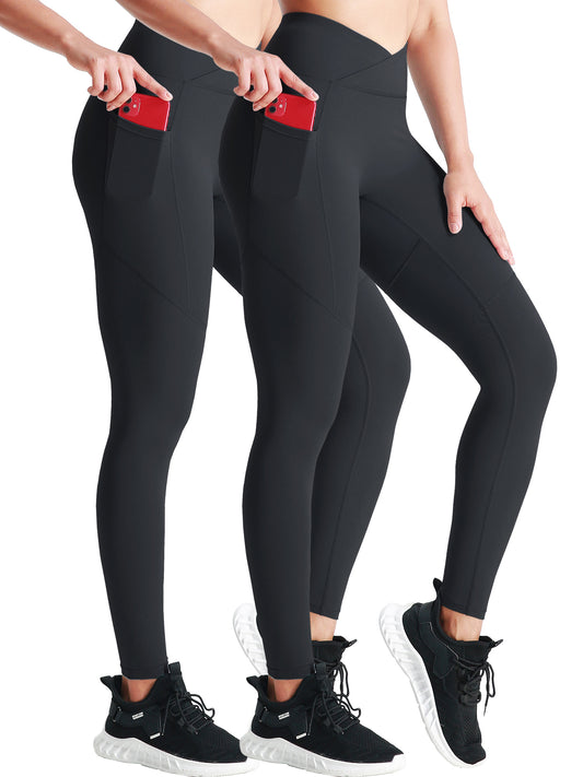 NELEUS Womens V Crossover High Waist Yoga Leggings for Workout Squat Proof with 2 Pockets