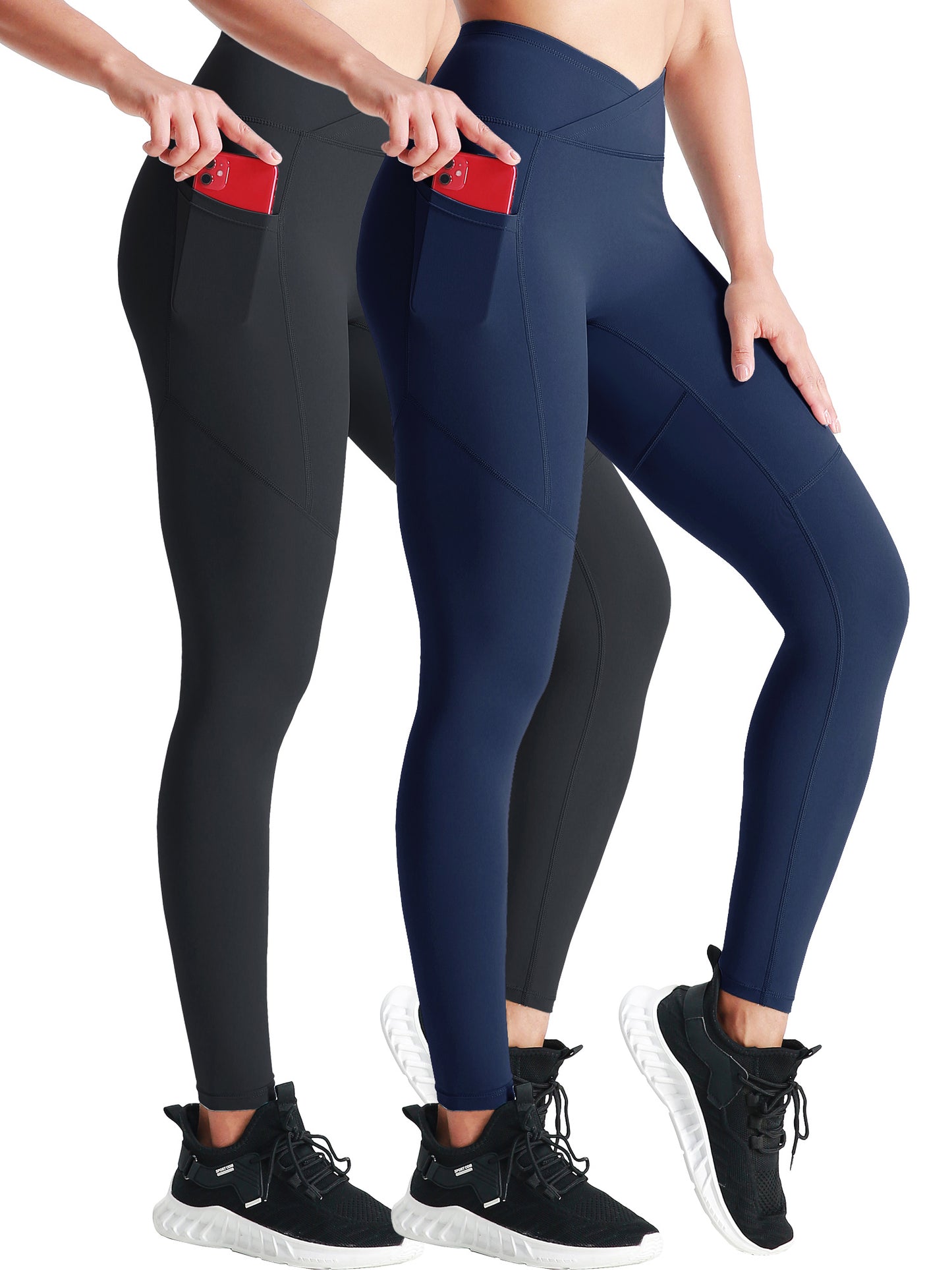NELEUS Womens V Crossover High Waist Yoga Leggings for Workout Squat Proof with 2 Pockets
