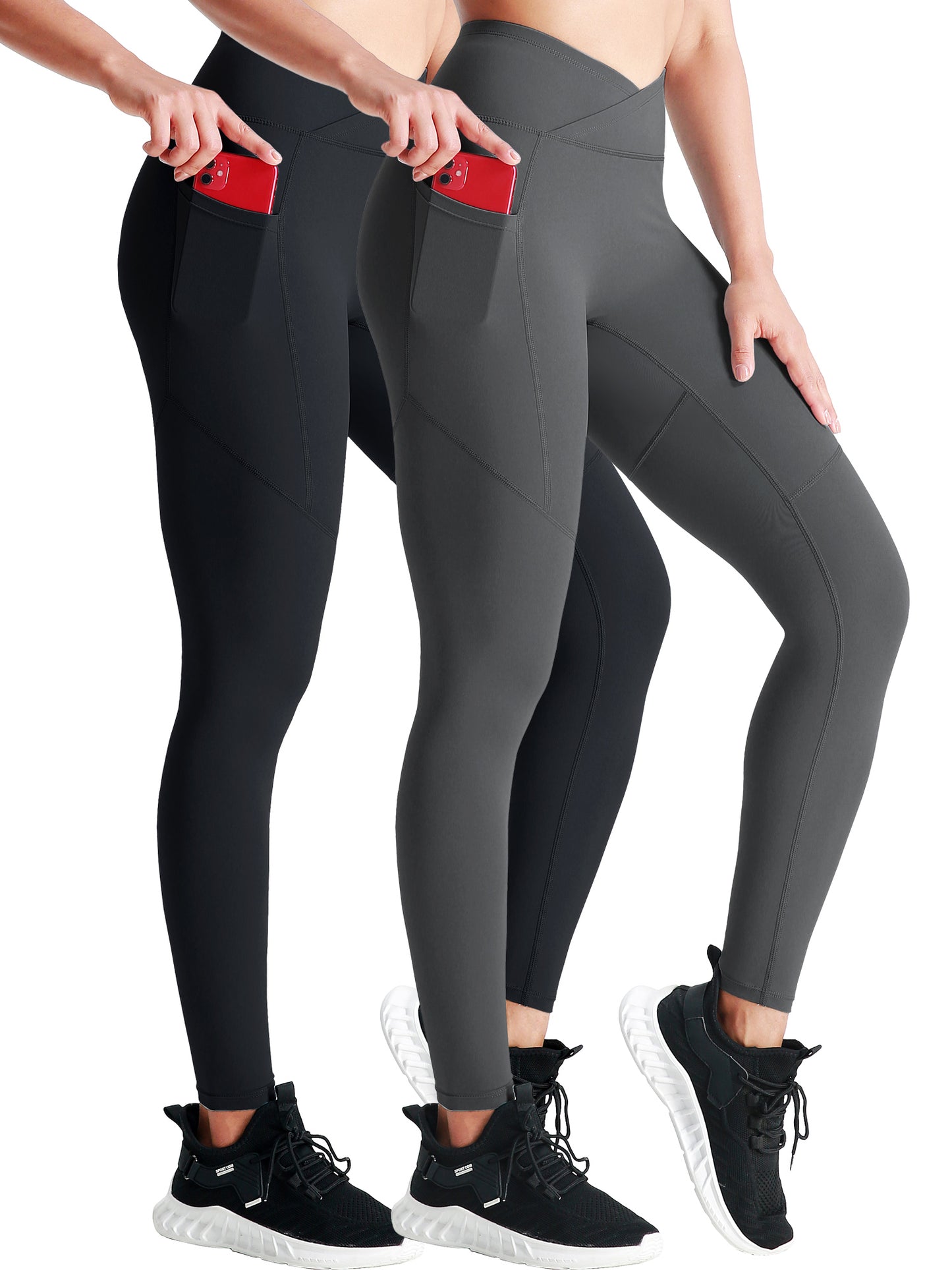 NELEUS Womens V Crossover High Waist Yoga Leggings for Workout Squat Proof with 2 Pockets