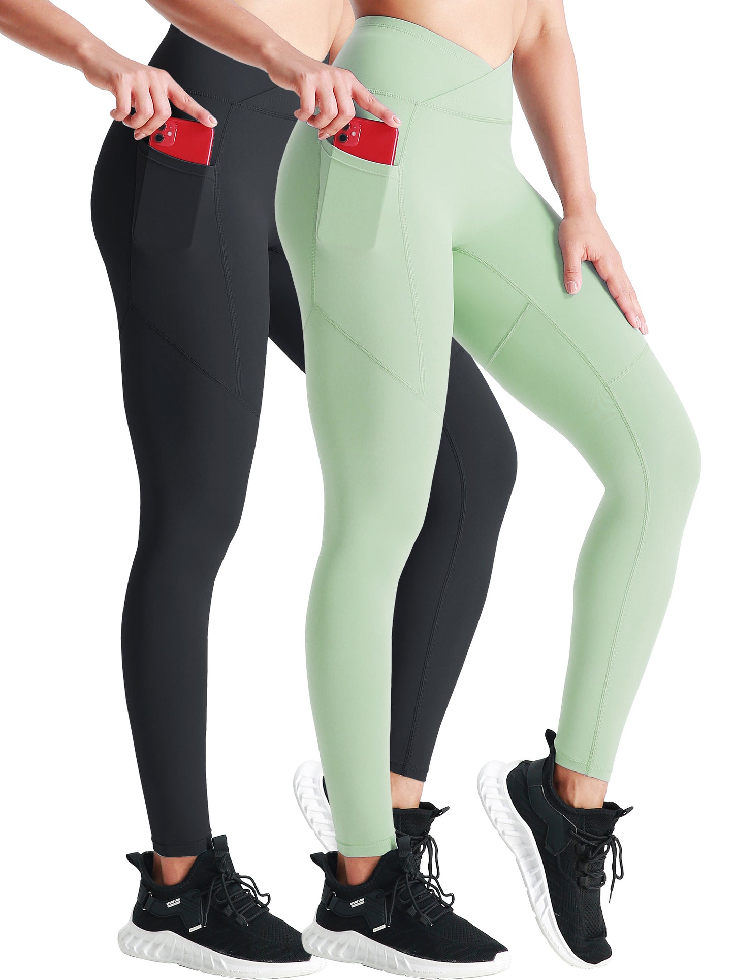 NELEUS Womens V Crossover High Waist Yoga Leggings for Workout Squat Proof with 2 Pockets
