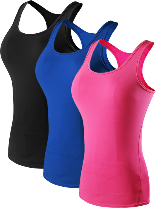 NELEUS Womens Compression Base Layer Dry Fit Tank Top 3 Pack