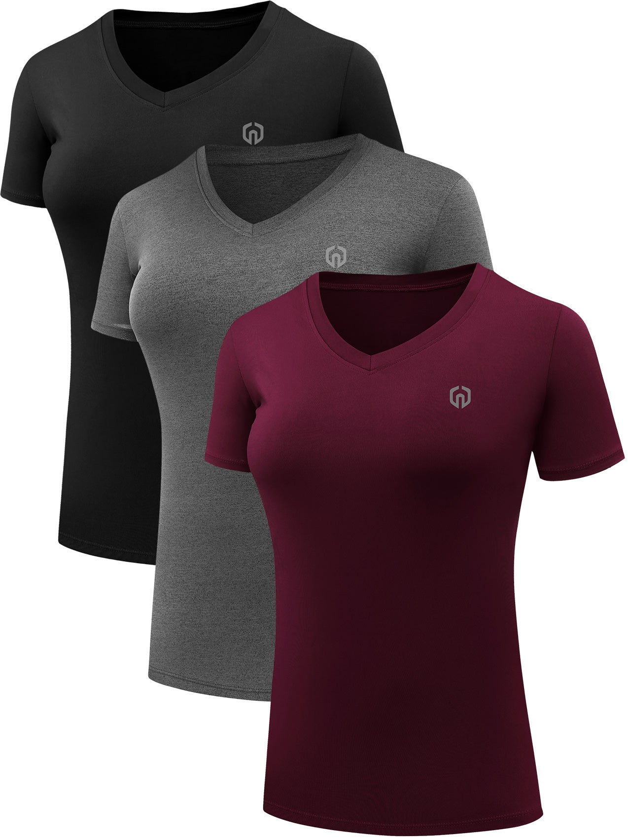 NELEUS Women's Compression Workout Athletic Shirt Yoga Tight Tops Short Sleeves 3 Pack