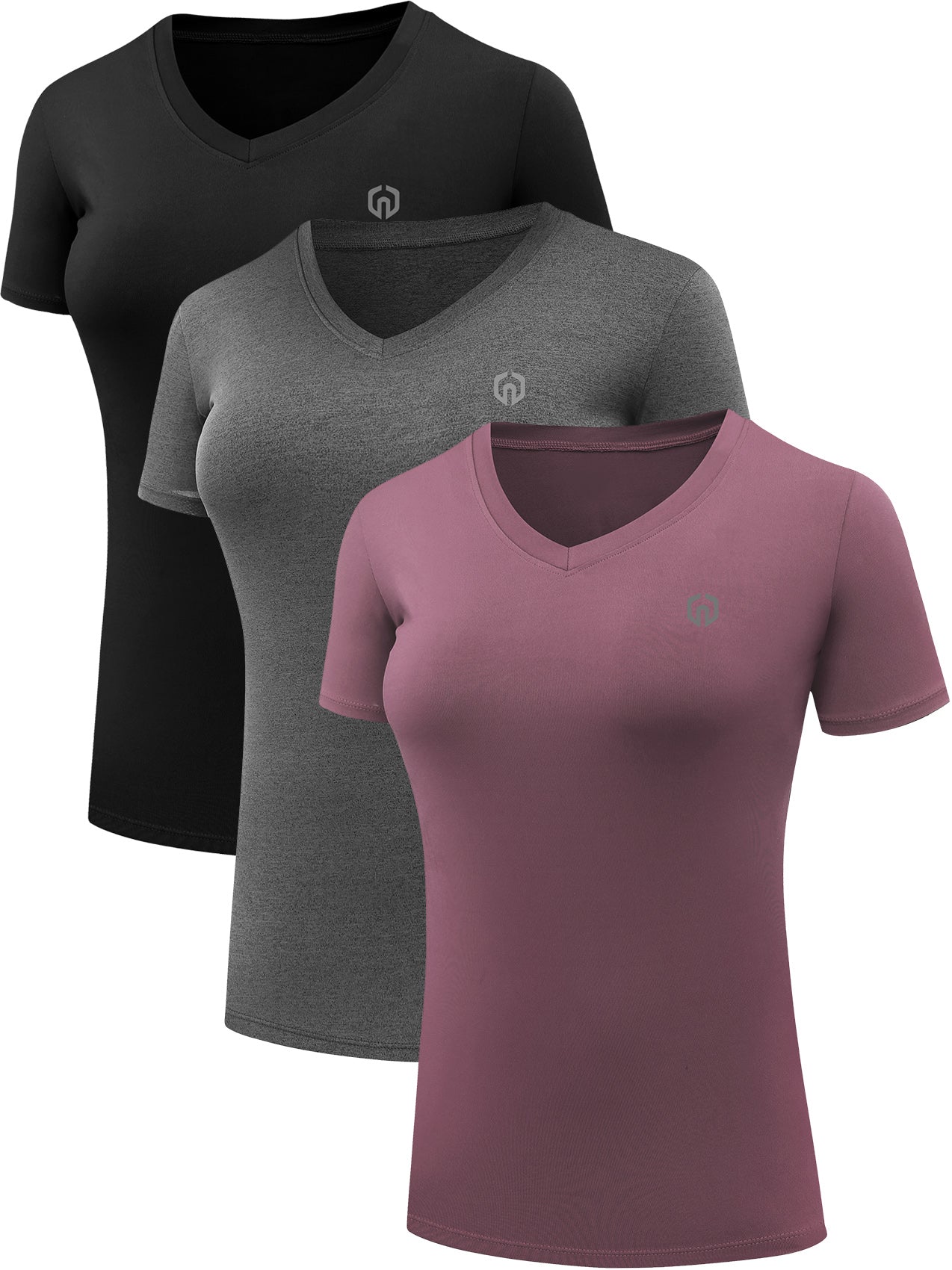 NELEUS Women's Compression Workout Athletic Shirt Yoga Tight Tops Short Sleeves 3 Pack