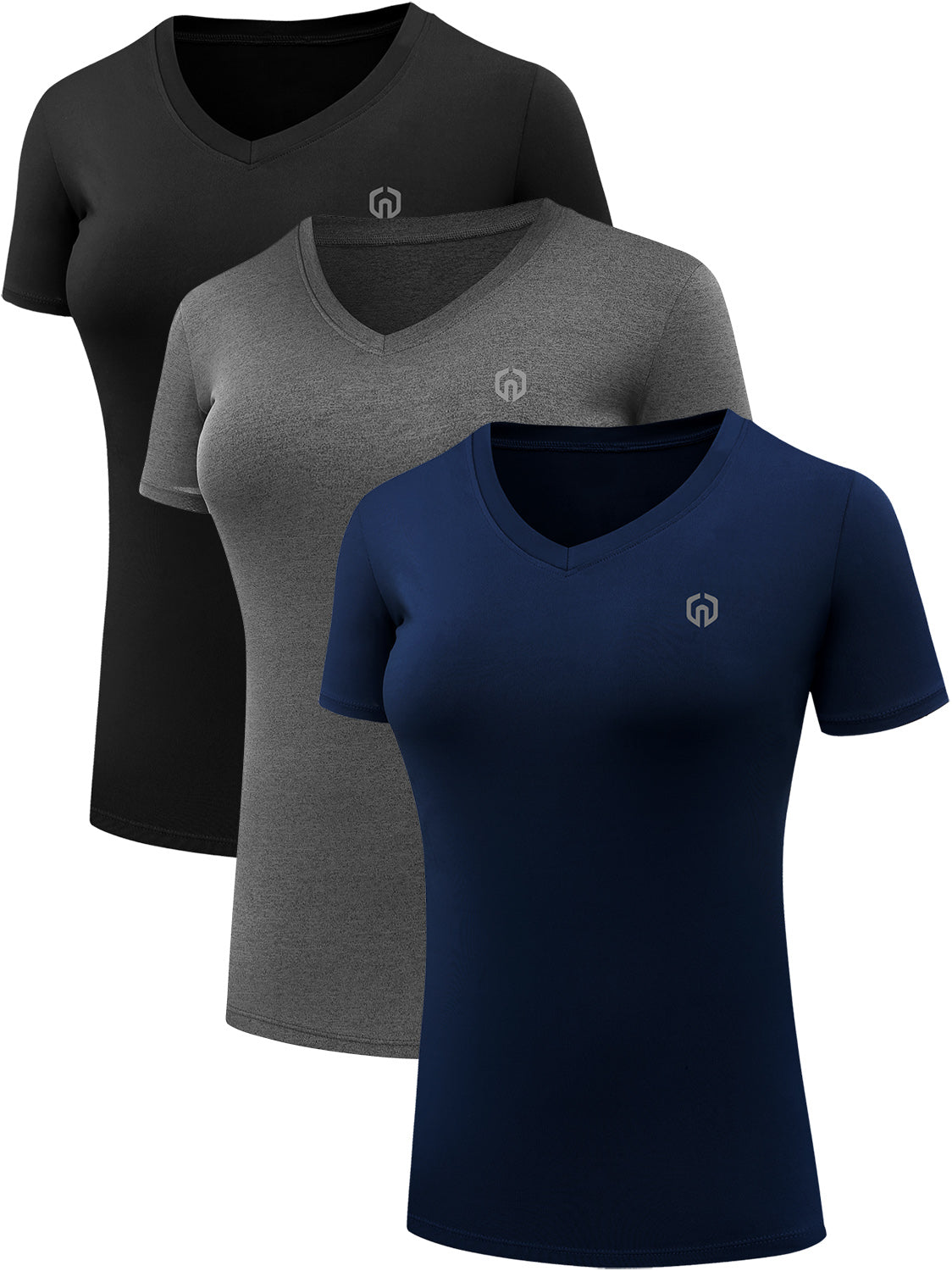 NELEUS Women's Compression Workout Athletic Shirt Yoga Tight Tops Short Sleeves 3 Pack