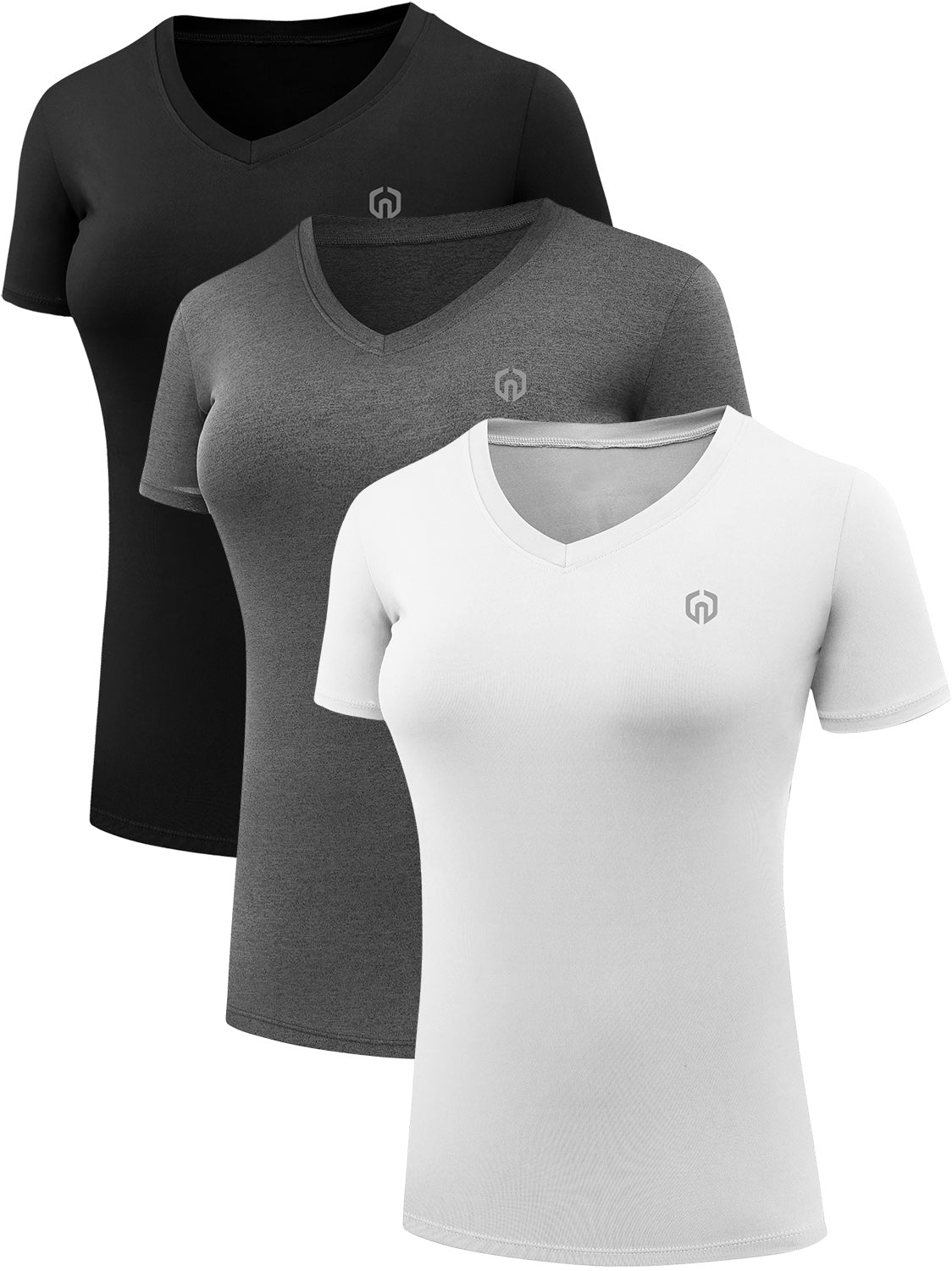 NELEUS Women's Compression Workout Athletic Shirt Yoga Tight Tops Short Sleeves 3 Pack