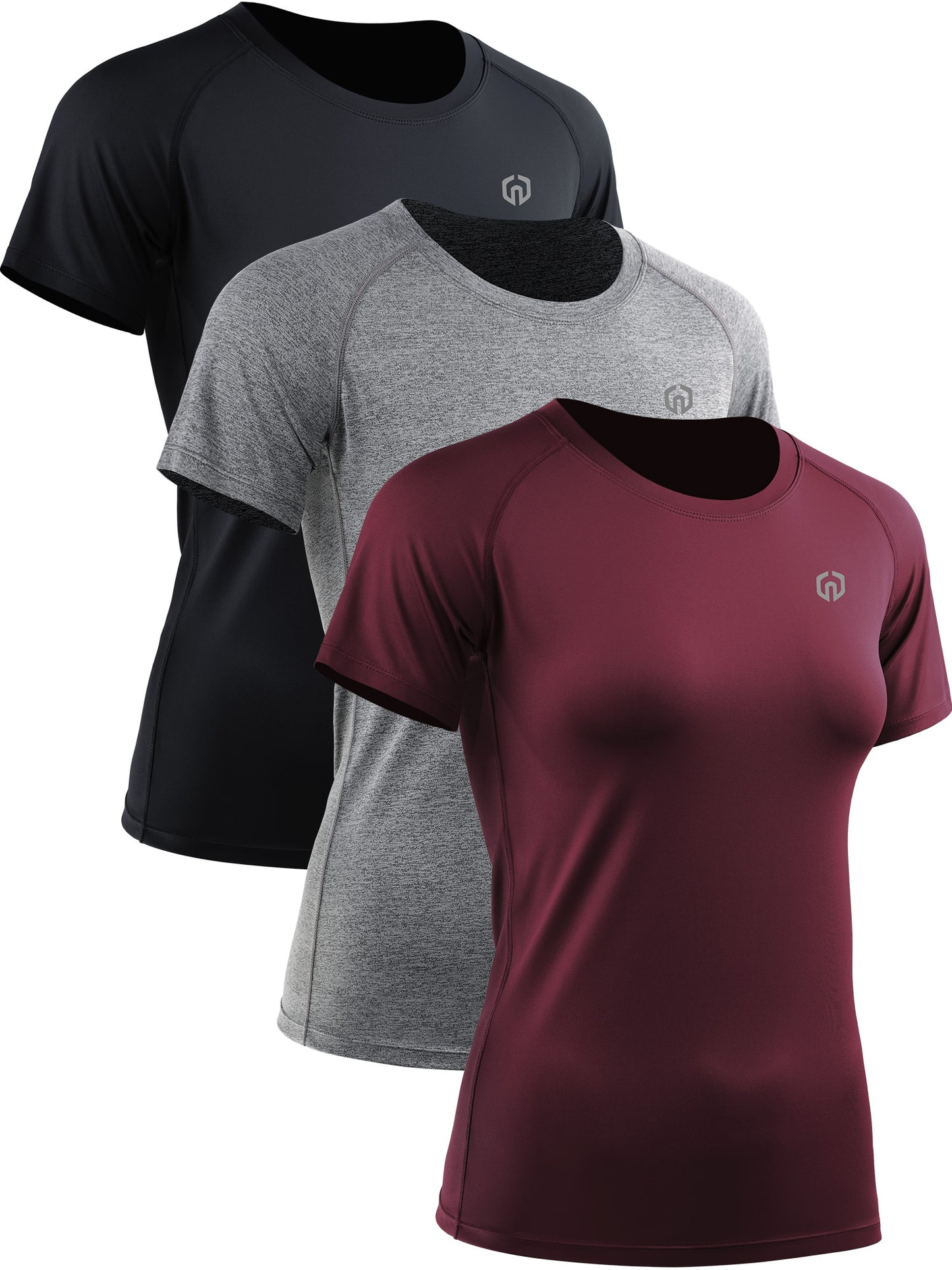 NELEUS Women's Quick Dry Workout Athletic Shirt Yoga Tops Raglan Short Sleeves Slim Fitting