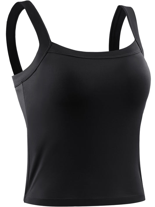 NELEUS Womens Athletic Cropped Tank Top with Built in Bra Camisole for Layer Stretch Wider Strap