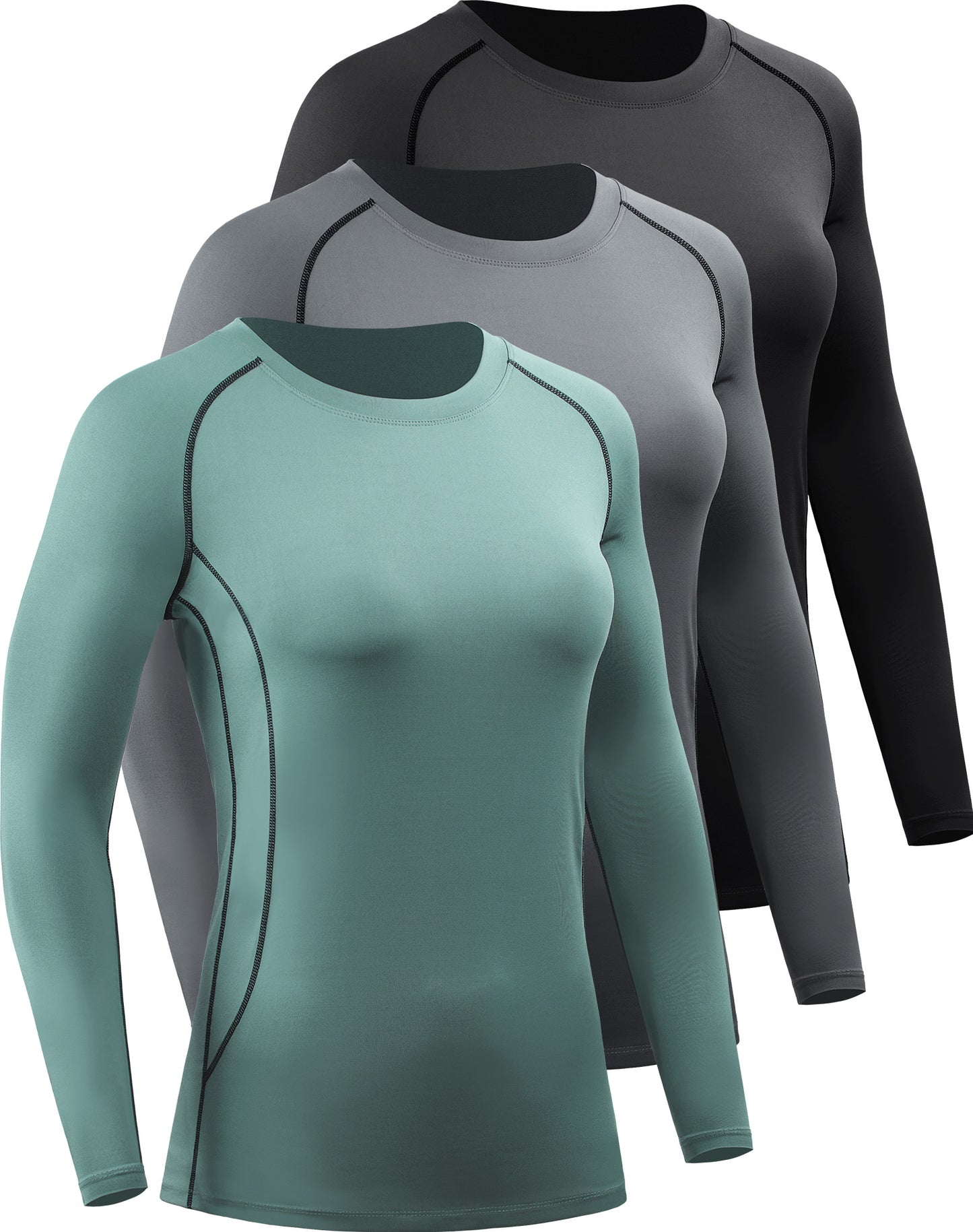 NELEUS Womens Athletic Compression Long Sleeve Yoga T Shirt Dry Fit 3 Pack