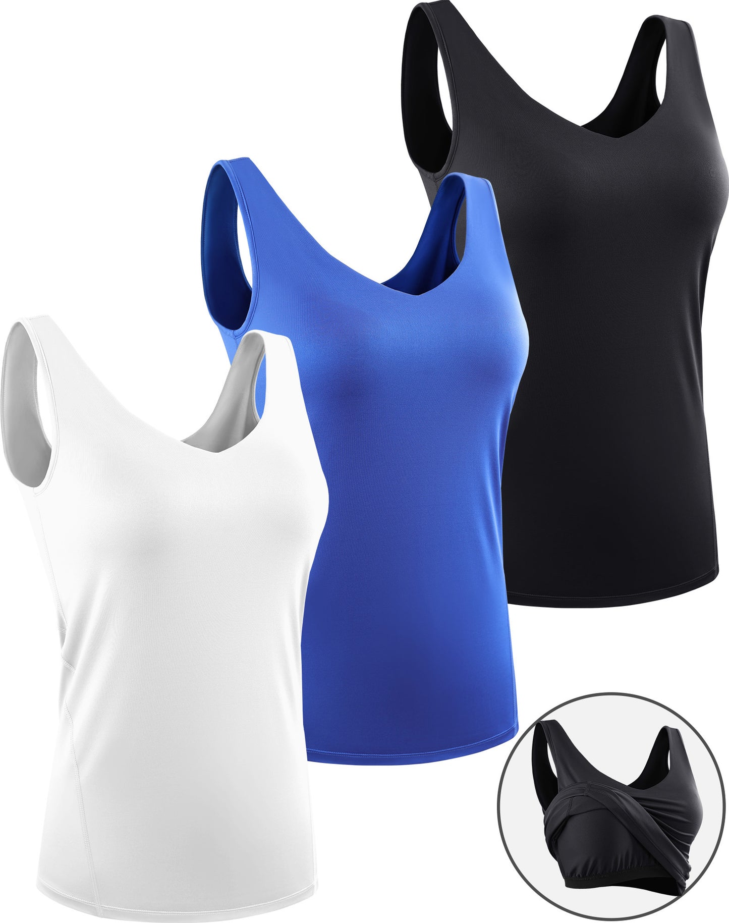 NELEUS Womens Workout Compression Tank Top with Built in Bra V Neck Sleeveless Shirts 3 Pack