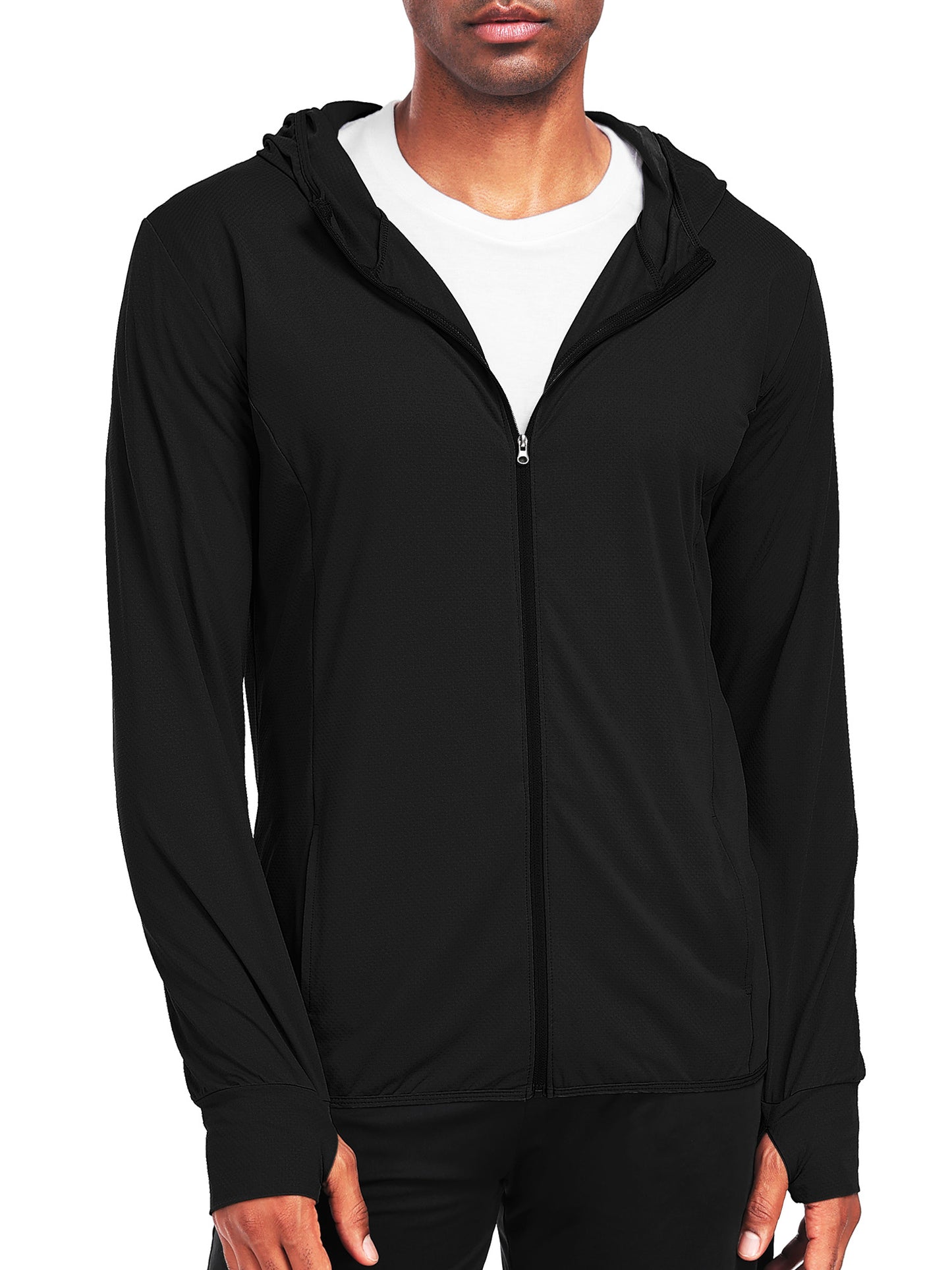 NELEUS Mens UPF 50+ Hooded Athletic Jackets for Fishing Hiking High Collar Full Zipper with Thumb Holes and Pockets