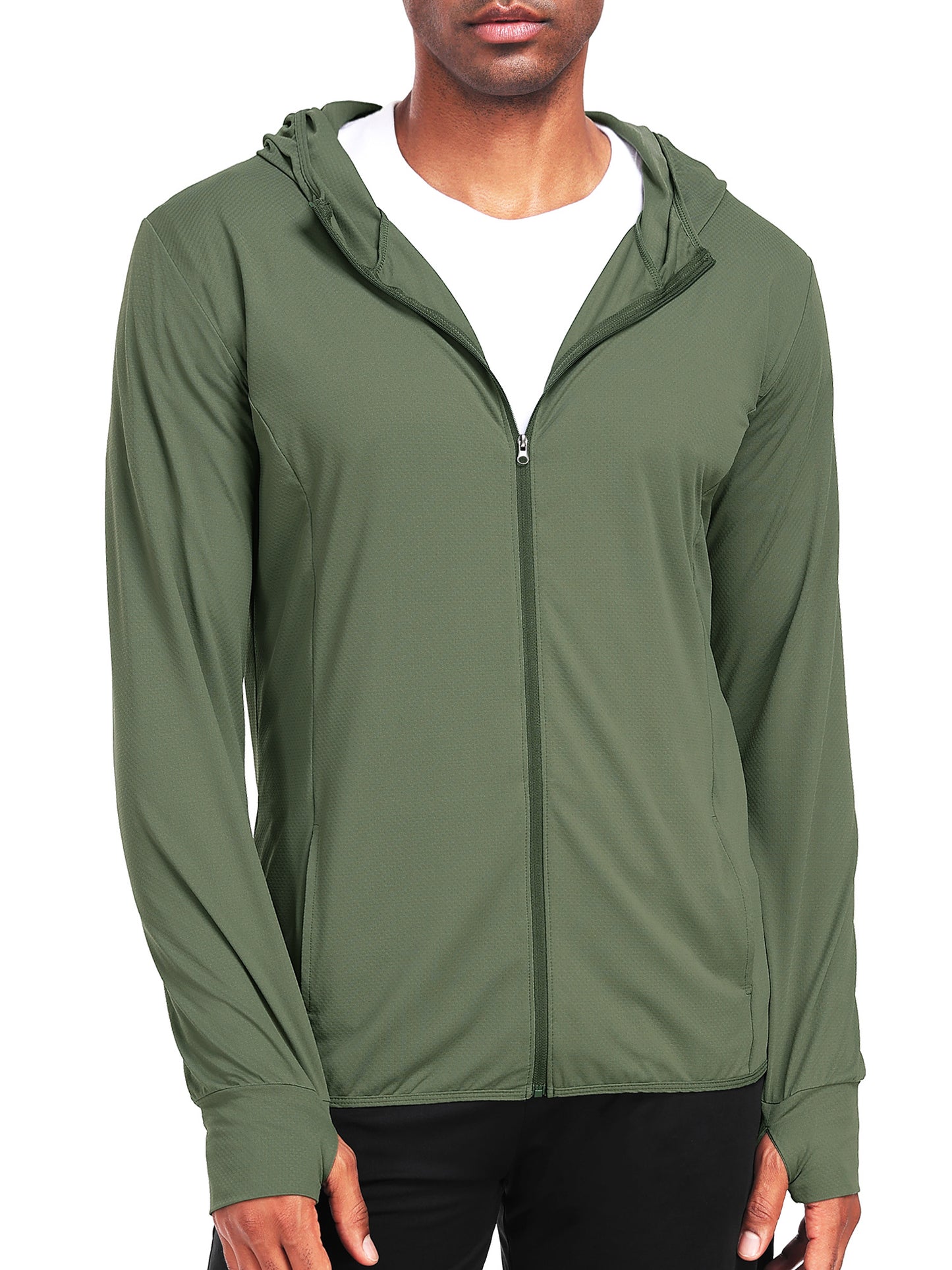 NELEUS Mens UPF 50+ Hooded Athletic Jackets for Fishing Hiking High Collar Full Zipper with Thumb Holes and Pockets