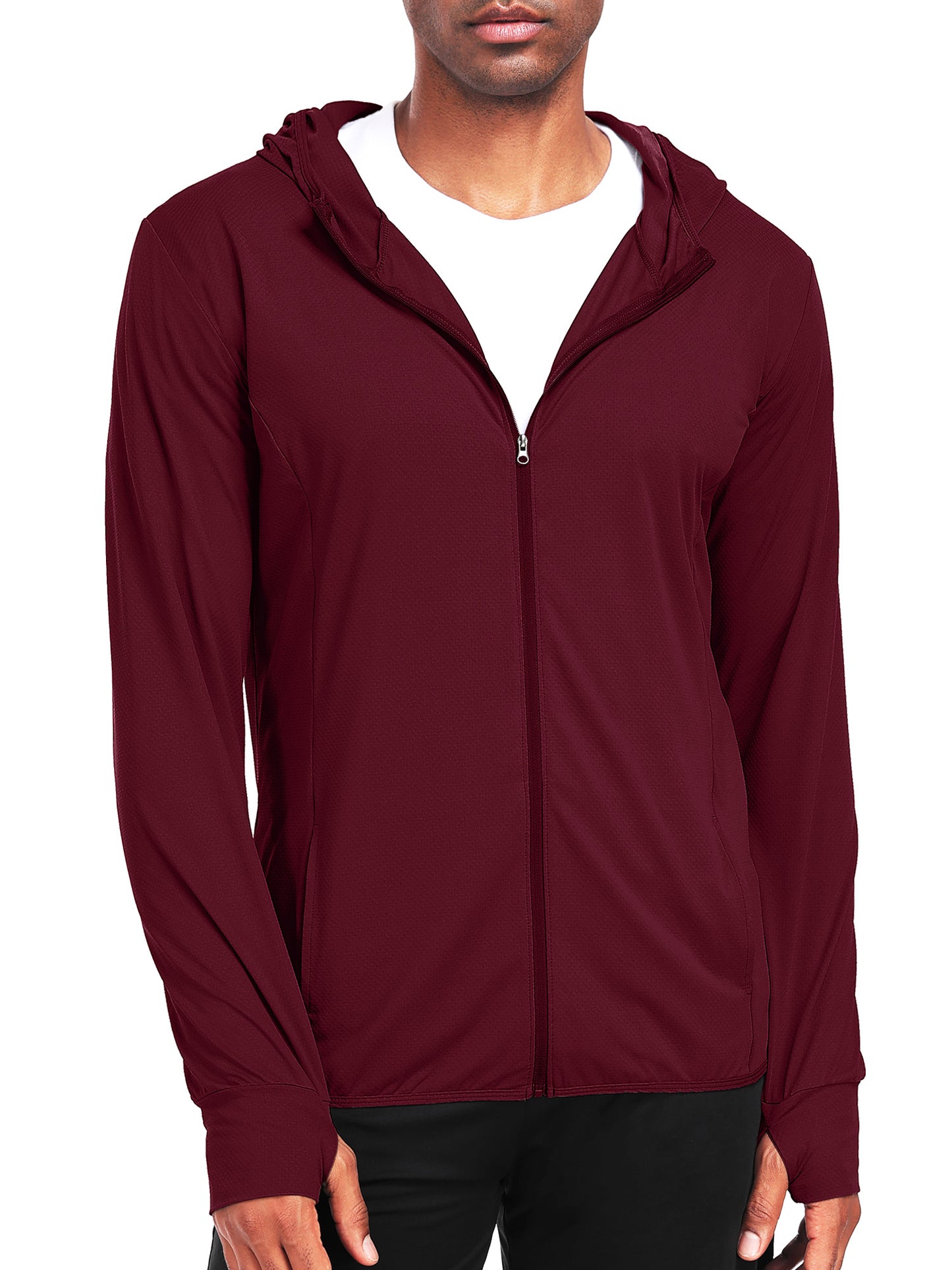 NELEUS Mens UPF 50+ Hooded Athletic Jackets for Fishing Hiking High Collar Full Zipper with Thumb Holes and Pockets
