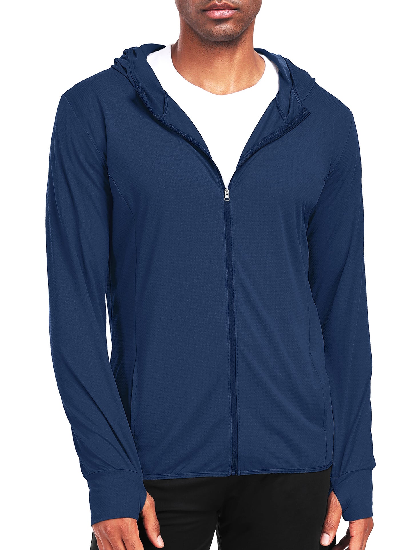 NELEUS Mens UPF 50+ Hooded Athletic Jackets for Fishing Hiking High Collar Full Zipper with Thumb Holes and Pockets