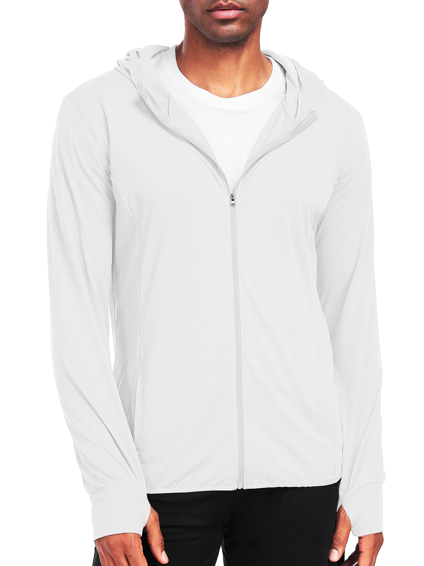 NELEUS Mens UPF 50+ Hooded Athletic Jackets for Fishing Hiking High Collar Full Zipper with Thumb Holes and Pockets