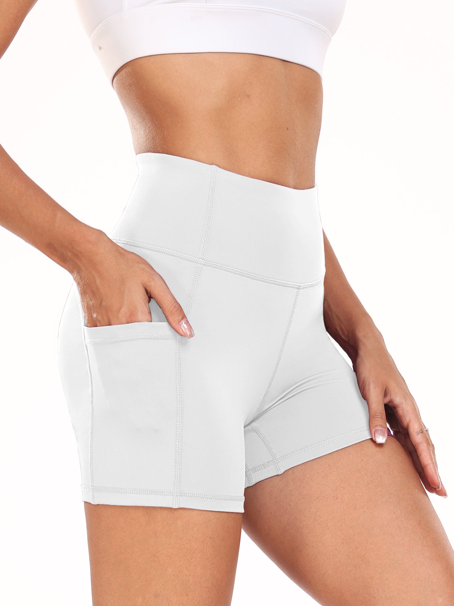 NELEUS Womens 4" High Waist Workout Shorts Yoga Athletic Running Shorts with Pockets