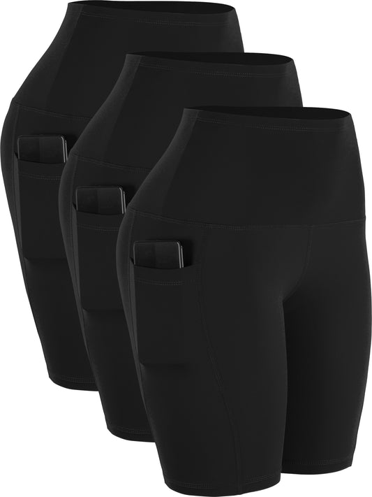 NELEUS Womens 9" Bike Compression Short High Waist for Yoga Workout with Big Pockets 3 Pack