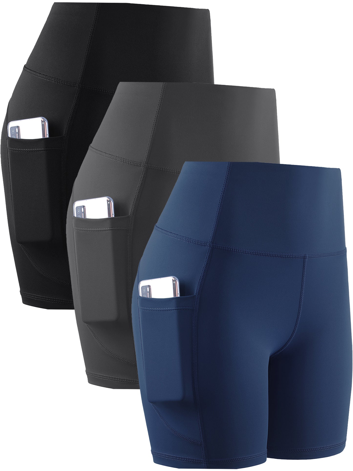 NELEUS Womens 8" High Waist Spandex Shorts Yoga Workout Biker Athletic Shorts with Pockets