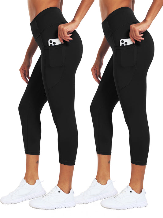 NELEUS Womens High Waist Capri Yoga Leggings Cropped Pant for Workout with Two Pockets