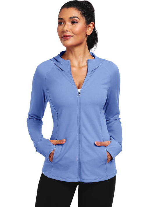 NELEUS Womens Hooded Athletic Jackets Workout Jacket Full Zip with Thumb Holes and Pockets