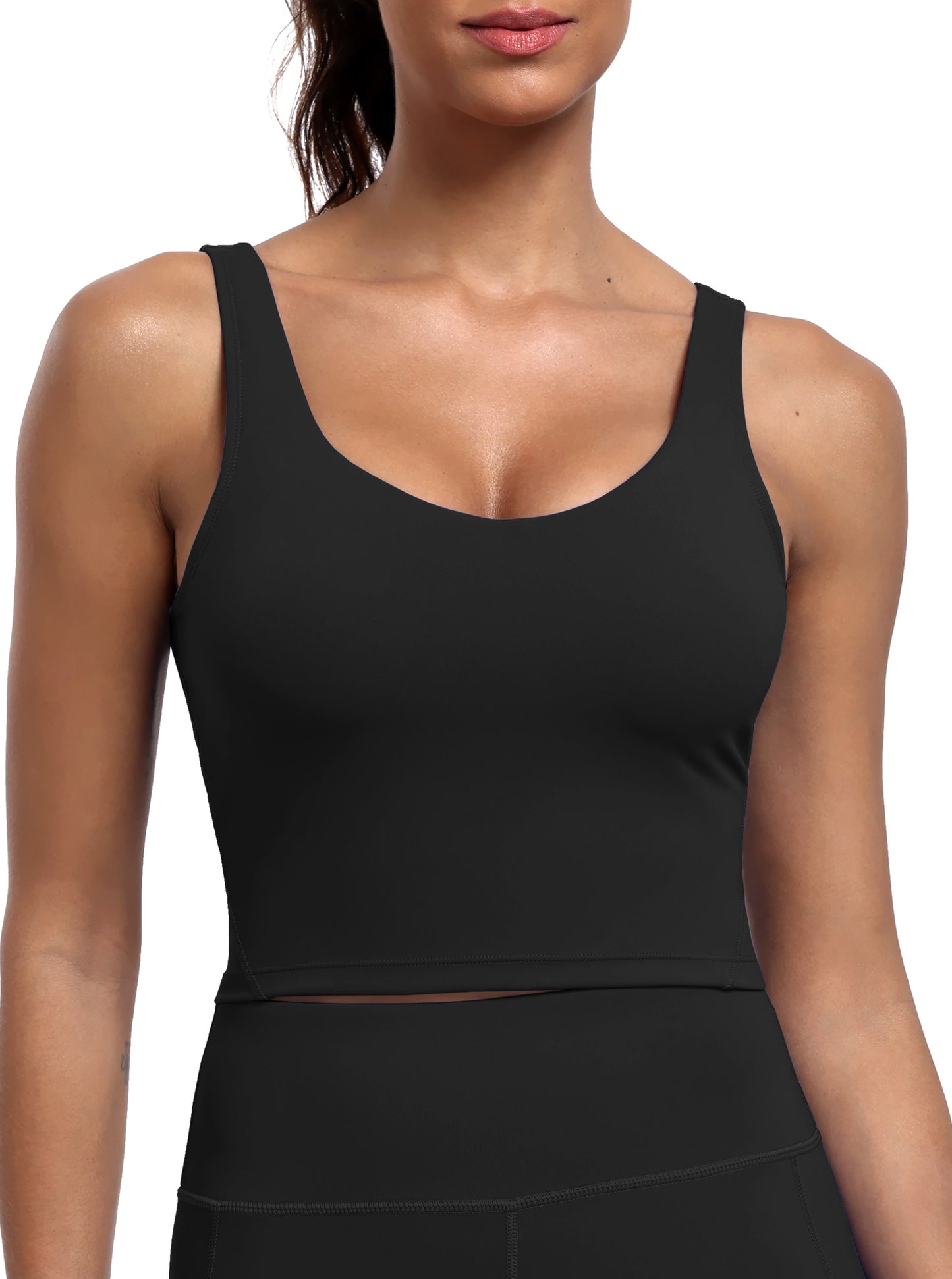 NELEUS Womens Longline Sports Bra Cropped Workout Tank Top with Medium Support Wirefree Detachable Padded