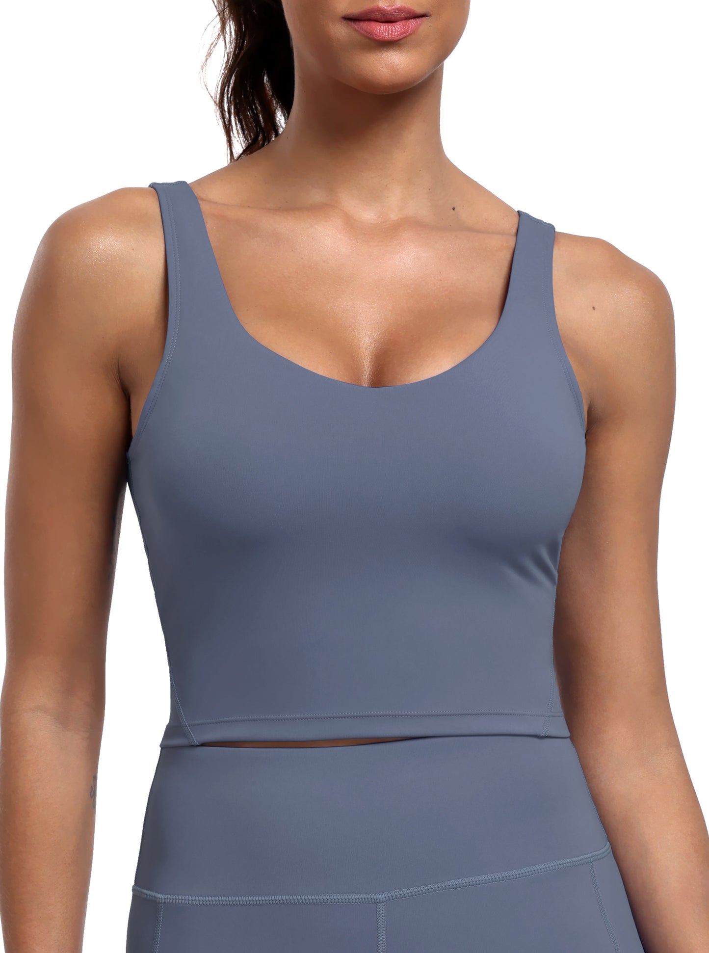 NELEUS Womens Longline Sports Bra Cropped Workout Tank Top with Medium Support Wirefree Detachable Padded