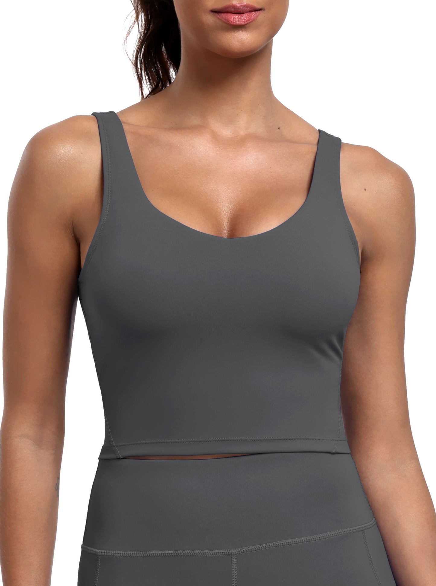 NELEUS Womens Longline Sports Bra Cropped Workout Tank Top with Medium Support Wirefree Detachable Padded