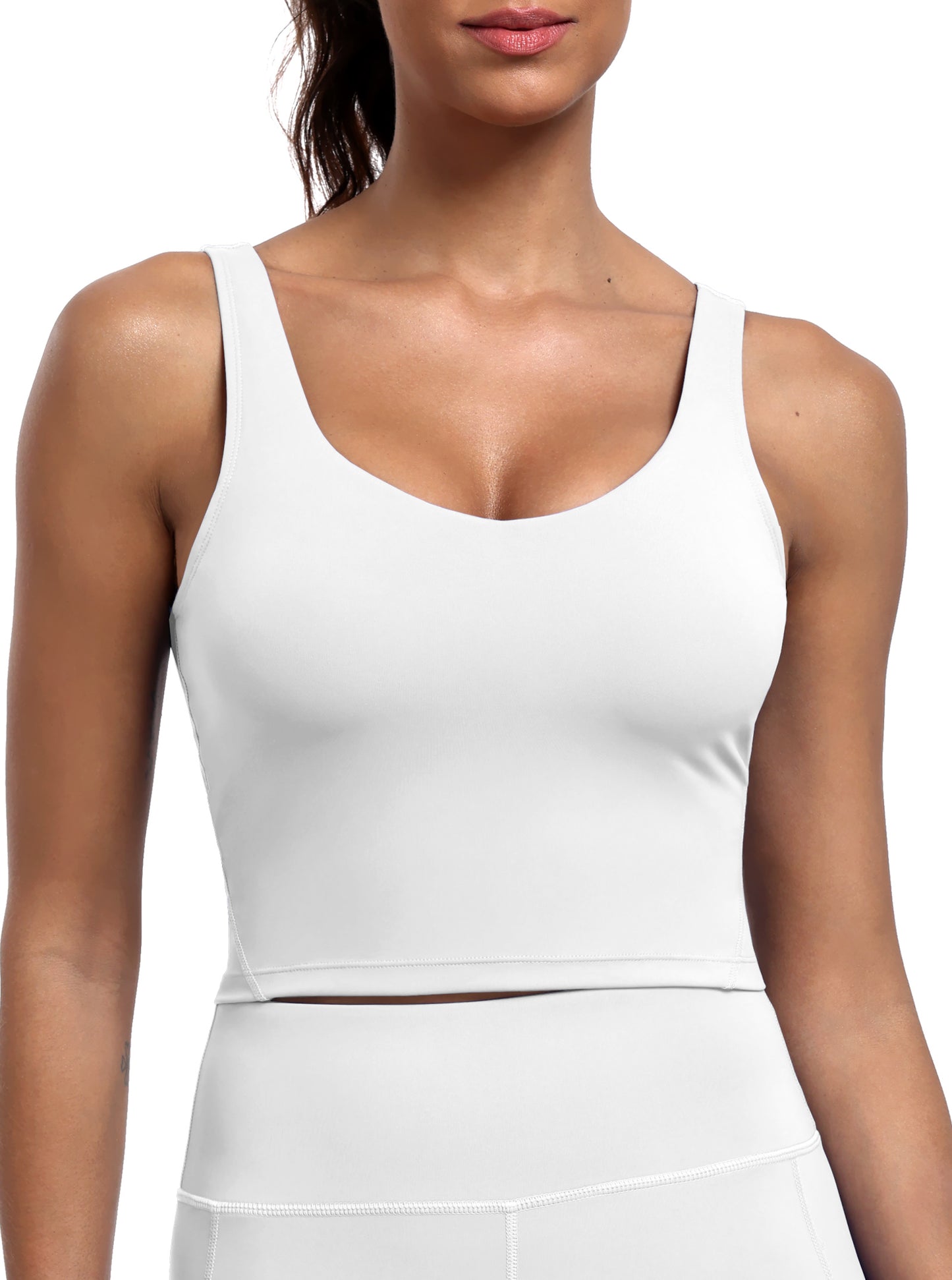 NELEUS Womens Longline Sports Bra Cropped Workout Tank Top with Medium Support Wirefree Detachable Padded