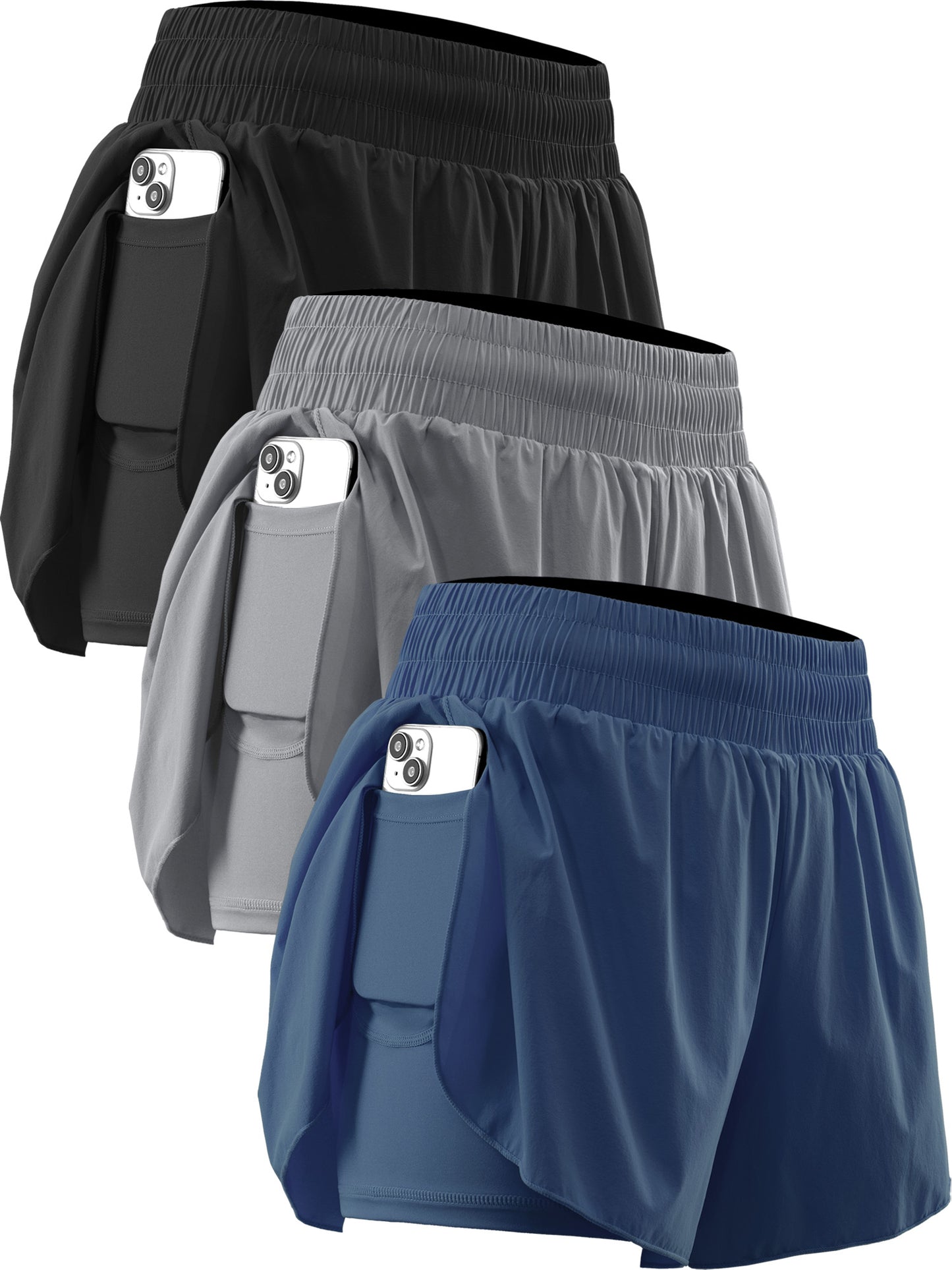 NELEUS Womens 2 in 1 Workout Yoga Shorts for Athletic Gym Running Casual Summer Short with Pocket