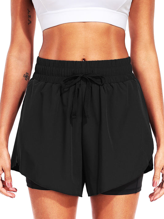 NELEUS Womens Athletic Workout Shorts 2 in 1 High Waist for Running Casual Short with Pockets
