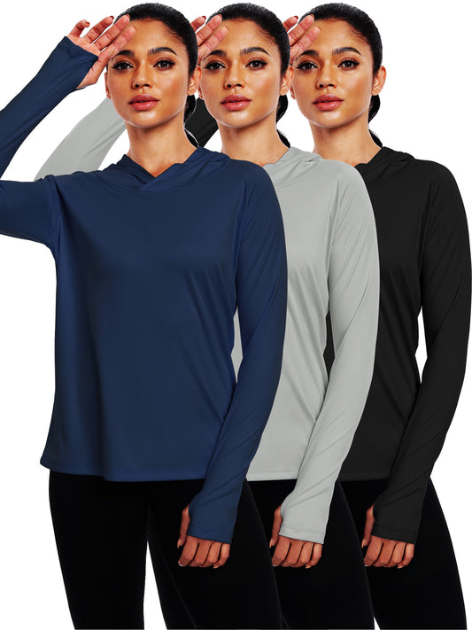 NELEUS Womens UPF 50+ Workout Long Sleeve Shirt Sun Protection Breathable Hooded with Thumb Holes